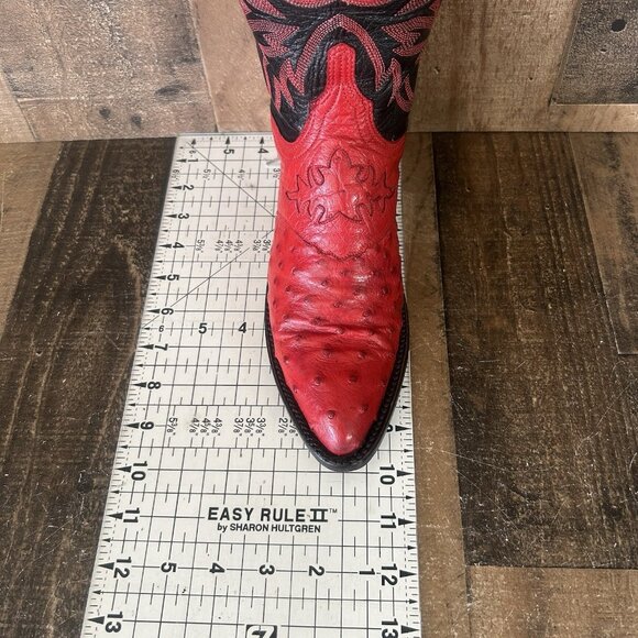 Lucchese 2000 Red Ostrich T3613J4 Western Cowboy Boots Womens 6 B - Picture 4 of 12